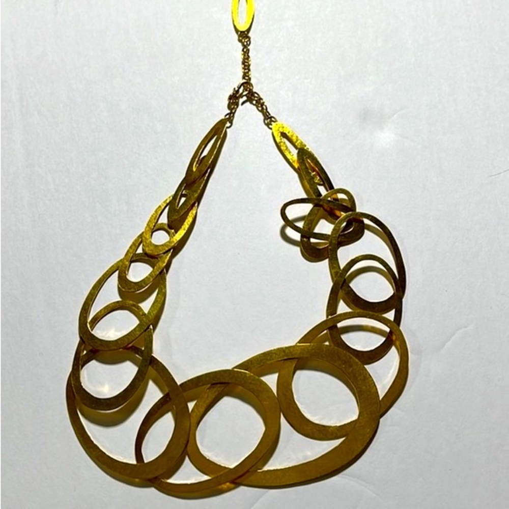 Herve Van Der Straeten Hammered Links Gold Plated Brass Necklace